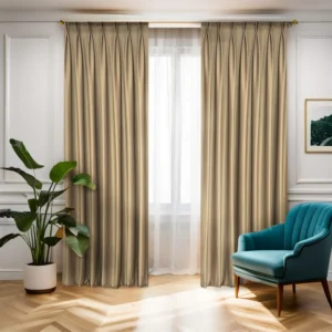 Draperie de Catifea Blackout 90% Bej Deschis L1.80m/H2.75m cu Rejansa de Bara