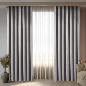 Draperie din Velur Raiat  Sonil Blackout 85% Gri Deschis