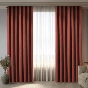 Draperie din Velur Raiat  Sonil Blackout 85% Caramiziu