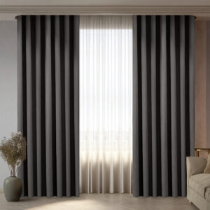 Draperie din Velur Raiat  Sonil Blackout 85% Gri Antracit