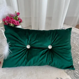 Perna Decorativa cu Husa din Catifea, si nasturi cristal cu umplutura din silicon Verde