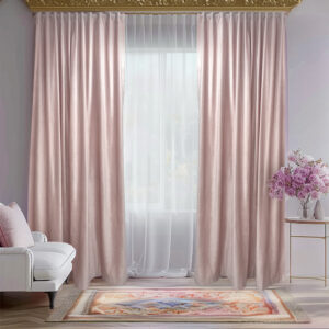 Draperie de Catifea Blackout 90% Rose L1.60m/H2.70m cu Rejansa cu Multe Buzunare
