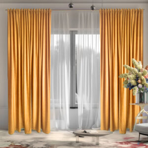 Draperie de Catifea Blackout 70% Muştar L2.50m/H2.50m cu Rejeansa de 6cm