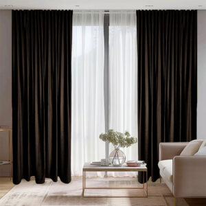 Draperie de Catifea Semi-Opaca 70% Maro L2m/H2.45m cu Rejansa de 8 cm