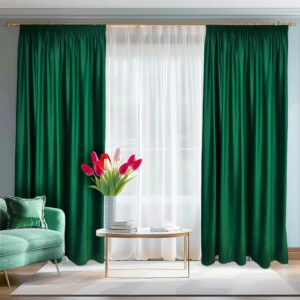 Draperie de Catifea Semi-opaca 70% Verde L4.50m/H2.40m cu Rejansa de 10 cm