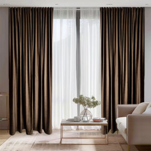 Draperie de Catifea Semi-Opaca 70% Maro L4.80m/H2.65m cu Rejansa Bara