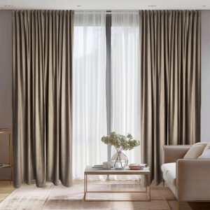 Draperie de Catifea Semi-Opaca 70% BEJ L2.40m/H2.60m cu Rejansa Bara