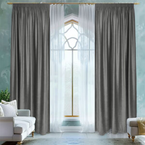 Draperie de Catifea Semi-opaca 70% Gri L2m/H2.60m cu Rejansad e 8cm