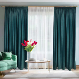 Draperie de Catifea Semi-Opaca 70% Albastru Petrol L3m/H2.65m cu Rejansa de 8 cm