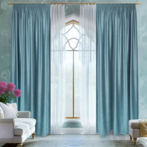 Draperie de Catifea Semi-Opaca 70% Baby Blue L3m/H1.18m cu Rejansa de 6cm