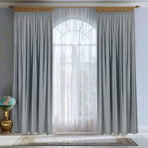 Draperie de Catifea Semi-Opaca 70% Gri Deschis L1.50m/H2.53m cu Rejansa de Bara