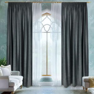 Draperie de Catifea Blackout 80% Gri Grafit L1.20m/H2.50m cu Capse