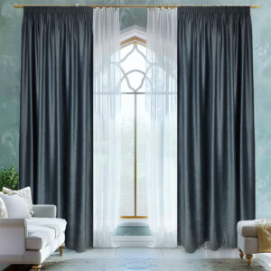 Draperie de Catifea Blackout 80% Gri Grafit L3.2m/H2.6m cu Rejansa de Bara