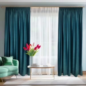 Draperie de Catifea Blackout 70% Turcoaz L1.5m/H2.20m cu Rejansa de 6 cm