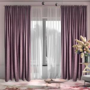 Draperie de Catifea Blackout 90% Lila L2m/H2.50m cu Rejansa de 6 cm