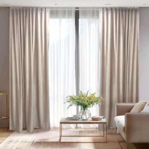 Draperie de Catifea Semi-opaca 70% Crem L1.5m/H2.10m cu Rejansa de 6 cm