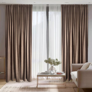 Draperie de Catifea Semi-Opaca 70% Bej L5m/H2.40m cu Rejansa de Bara