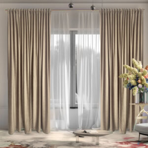 Draperie de Catifea Blackout 70% Bej Light L2m/H2.65m cu Rejansa Transparenta
