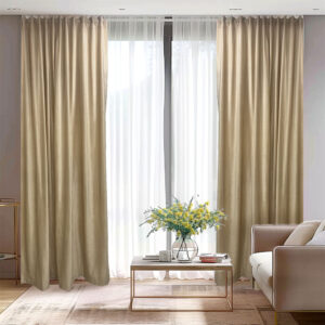 Draperie de Catifea Blackout 90% Bej L2.10m/H2.74m cu Rejansa Wave