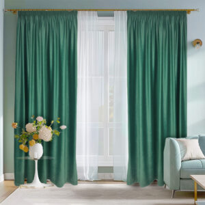 Draperie de Catifea Semi-opaca 70% Verde Menta L1.70m/H2.70m cu Rejansa de 6cm