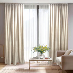 Draperie de Catifea Blackout 90% Ivory L3.50m/H2m cu Rejansa cu Multe Buzunare