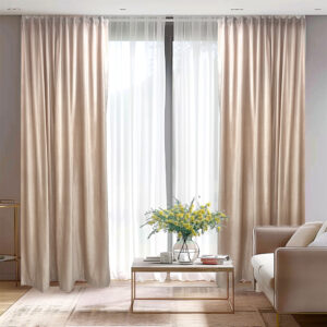 Draperie de Catifea Semi-opaca 70% Bej L1.60m/H2.50 cu Rejansa  Bara