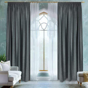 Draperie de Catifea Semi-Opaca 70% Gri Inchis L2.20 /H2.50 Cu Capse