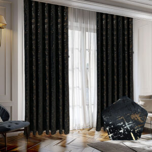 Draperie Luxury Velvet Blackout 80 % Negru L2m/H2.05m cu Rejansa de Bara