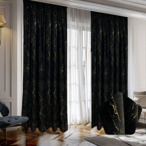 Draperie Luxury Guernica Blackout 80 % Negru L3.30m/H2.35m cu Rejansa de Bara