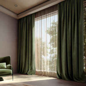 Draperie din Velur Raiat  Sonil Blackout 85% Verde Kaki