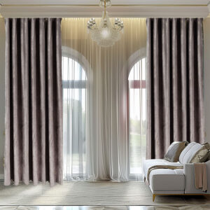 Draperie Luxury Guernica Blackout 80 % Gri Lila L3m/H2.20m  Rejansa 6 cm