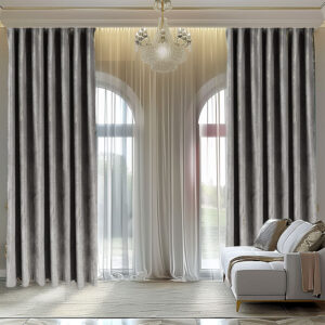 Draperie Luxury Velvet Blackout 80% Gri  L4m/H2.52m cu Rejansa de Bara