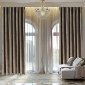 Draperie Luxury Guernica Blackout 80 % Bej L1m/H2.5m cu Rejnsa de Bara