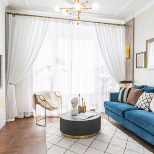 Perdea Voal Simplu Alb L2m/H2.50m cu Rejansa de Bara