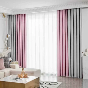 Draperie de Catifea Duo / Roz cu Gri Deschis L3m/H2,10m cu Rejansa de 6 cm