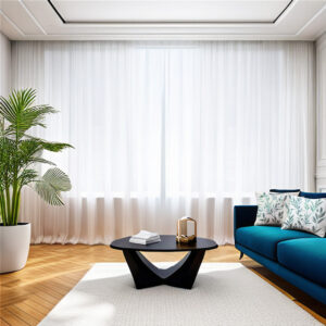 Material de Perdea din Matase Sintetica Opac si Lucioasa Alb