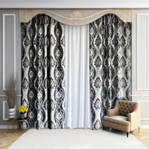 Draperie Tafta Satinata Gri/Negru 70% Blackout L3m/H2.15m cu Rejansa de 6cm