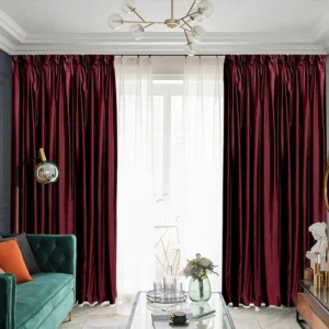 Draperie de Catifea Blackout 80% Grena L5m/H2.61m cu Rejansa de Bara