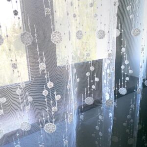 Material de Perdea Brodata Tul Model Buline Mic Ivoire