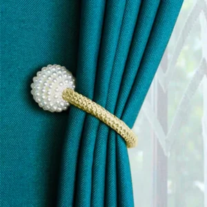 Set 2 Bucati Accesoriu Prindere Draperii Cu Magnet Model Bila cu Perle Culori Variate