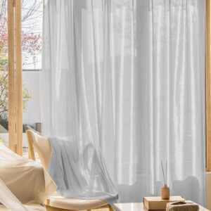 Perdea Delhi Voal Cu Textura Lucioasa Gri L6m/H2.50m cu Rejansa de 10 cm