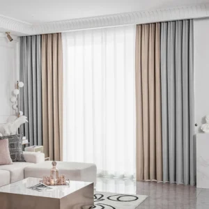 Draperie de Catifea Duo Semi Bej cu Gri Deschis L 4m/I 2.45