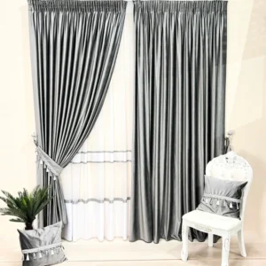 Draperie de Catifea Texturata Lux Blackout 80% Gri Deschis L7m/H2.75m cu Rejansa 10 cm