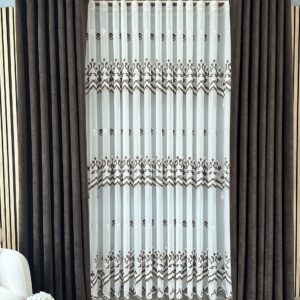 Perdea Anna cu Broderie Clasica Crem /Maro 24314