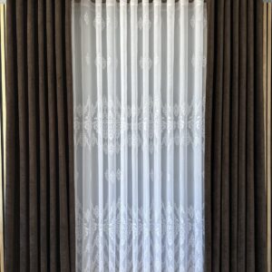 Perdea din In  cu Broderie Eleganta Alba 24317