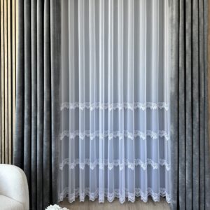 Perdea Dimaria cu Broderie Fina Alba 12793