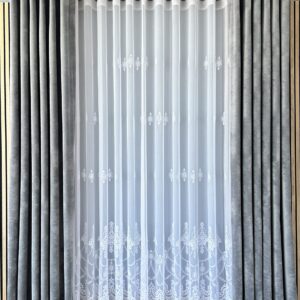 Perdea Dimaria cu Broderie Fina Alba CB24050Y L5m/H2.50m cu Rejansa Wave