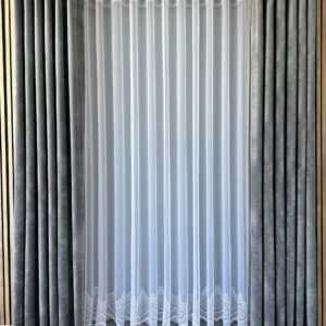 Perdea din Bambus cu Broderie Fina Alba 24PO273