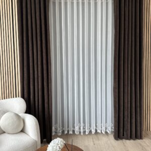 Perdea din Bambus cu Broderie Fina Crem L4.90m/H2.55m cu Rejansa Wave