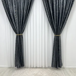 Draperie Luxury Velvet Blackout 80 % Gri Inchis L1.90m/H2.67m cu Rejeansa de 8cm Creion